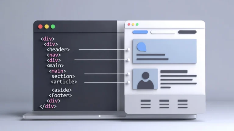 Kod HTML jako struktura strony internetowej wyświetlanej w przeglądarce